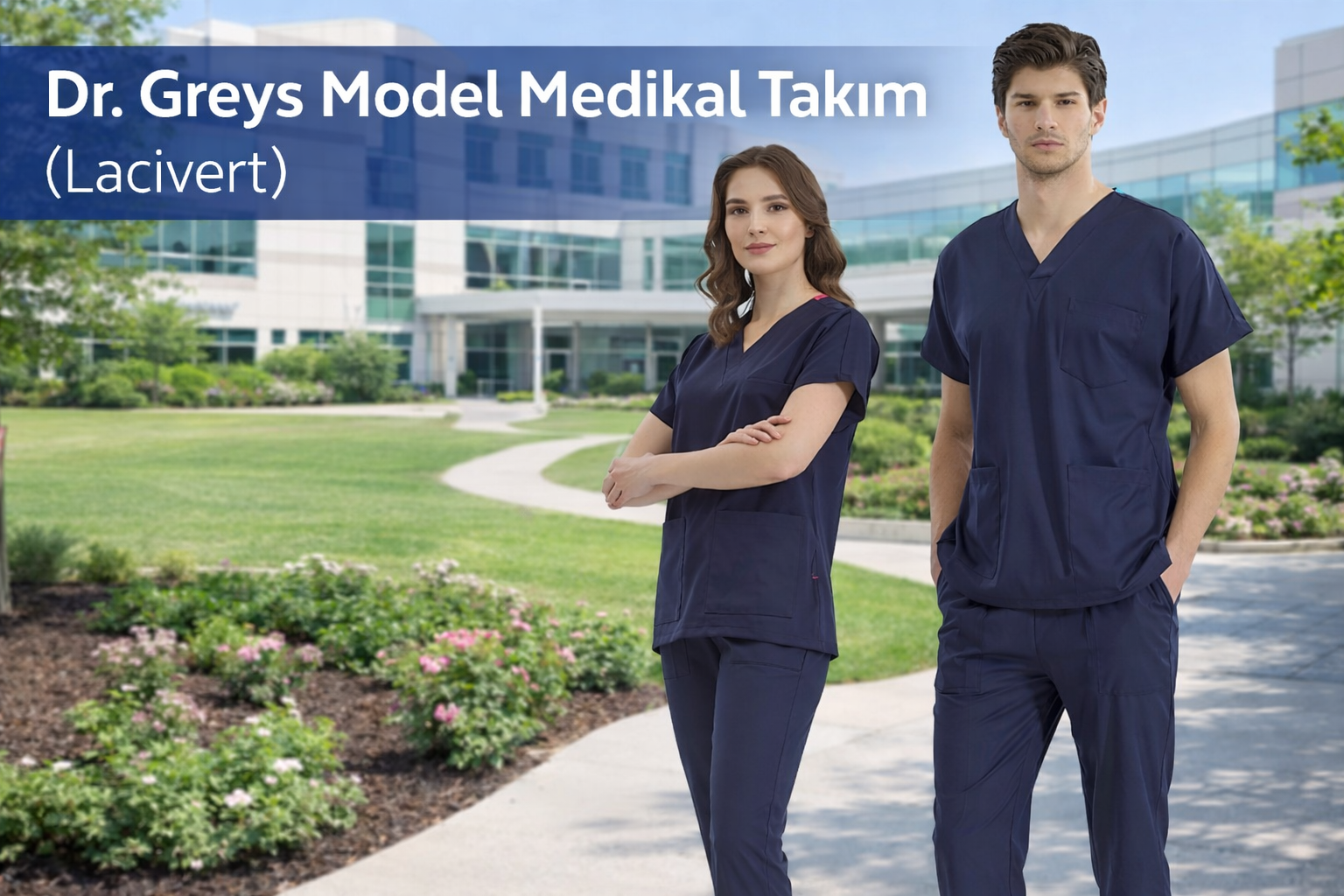 Dunkelblaues Dr. Greys Medizinisches Scrubs-Set