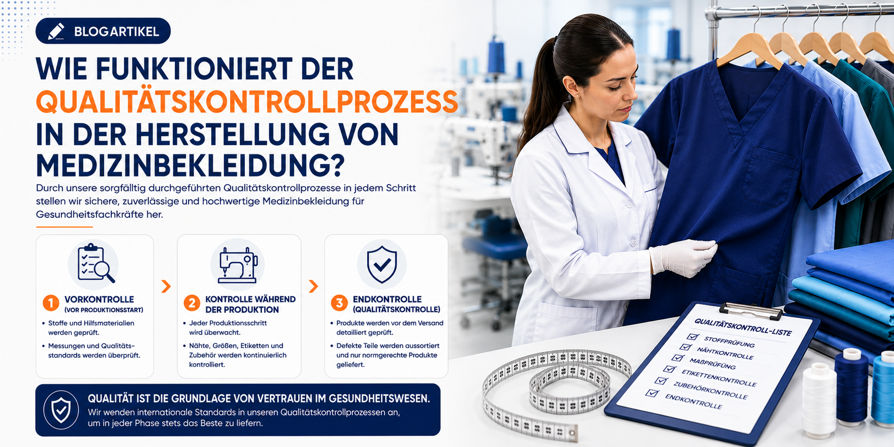 Wie funktioniert der Qualitätskontrollprozess bei der Herstellung medizinischer Berufsbekleidung?