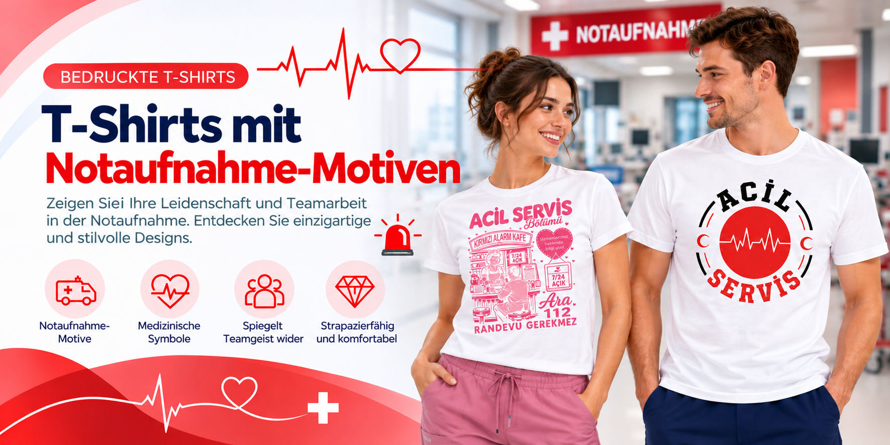 Bedruckte T-Shirts zum Thema Rettungsdienst