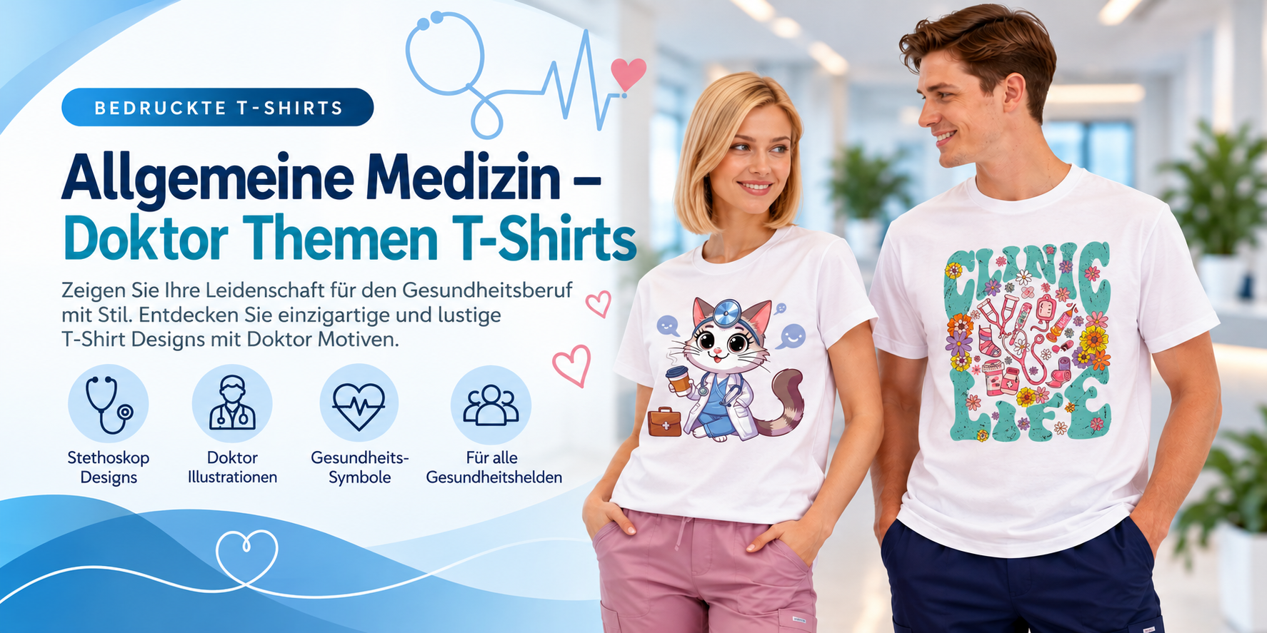 Bedruckte T-Shirts zum Thema Allgemeinmedizin und Ärzte