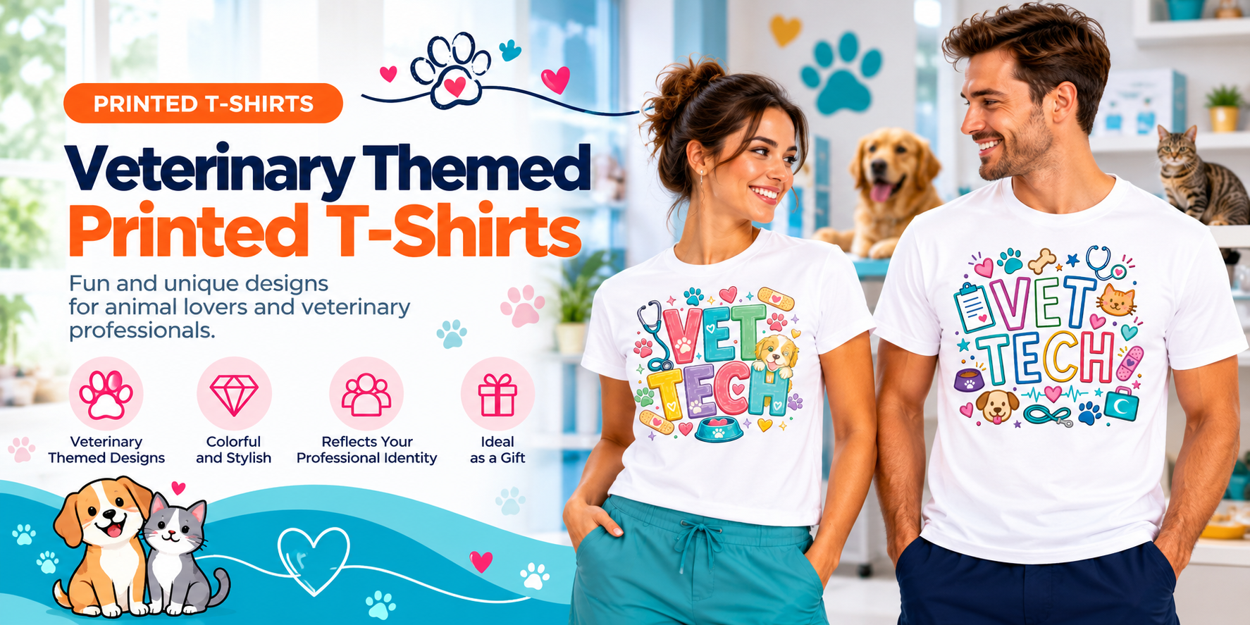 Veterinary-Themed Printed T-Shirts