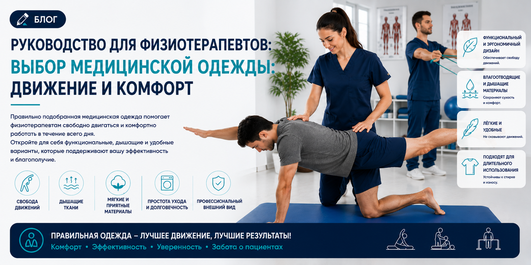 Как физиотерапевтам выбрать медицинскую одежду? Руководство по свободе движений и комфорту