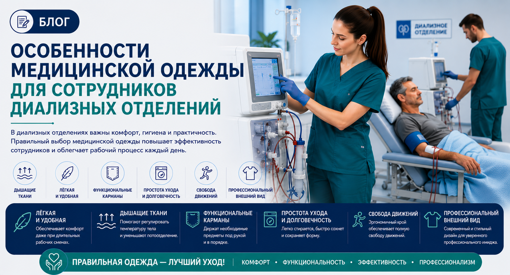 Особенности медицинской одежды для сотрудников диализных отделений