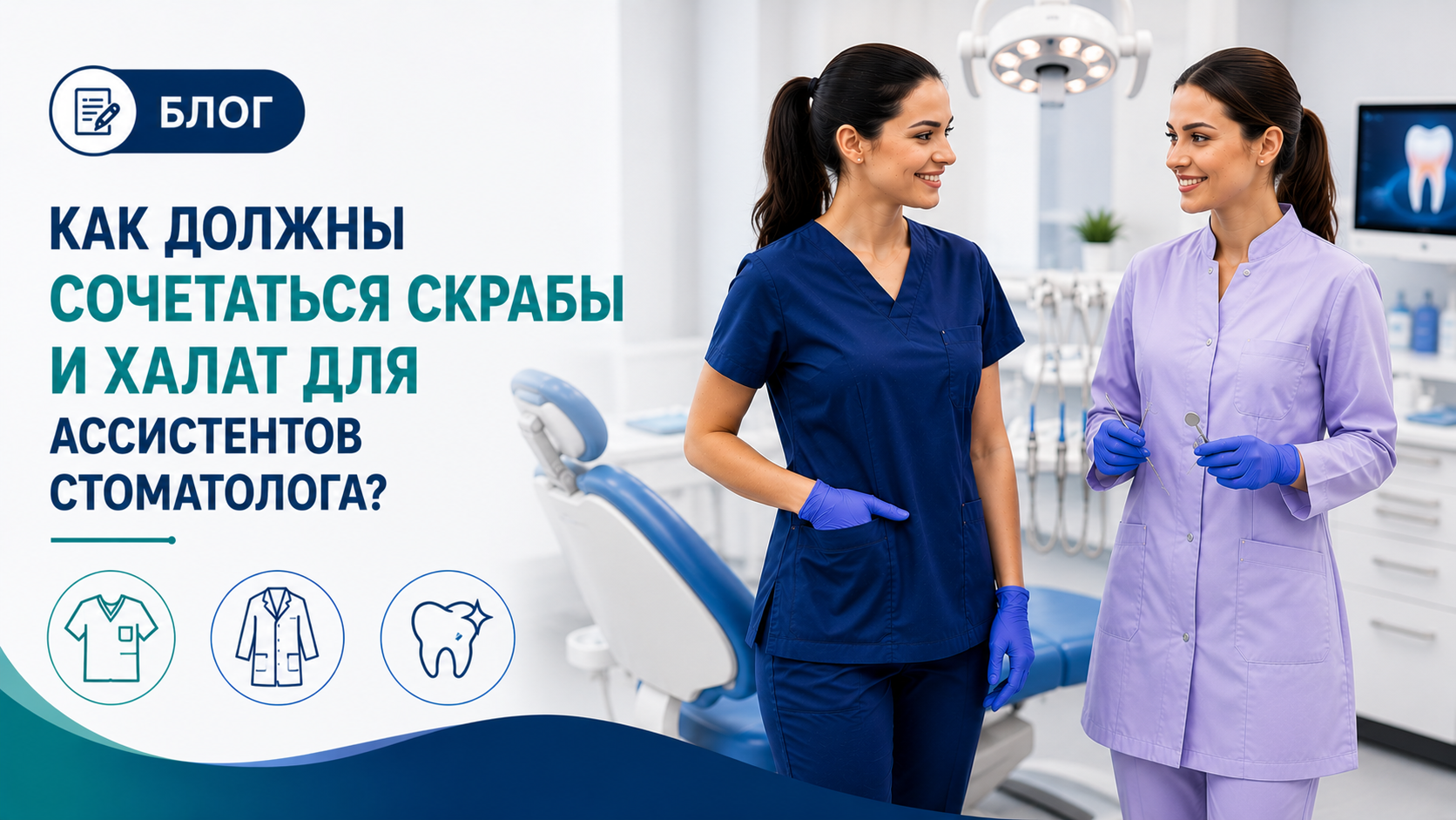 Как правильно сочетать медицинские скрабы и халат для ассистентов стоматолога?