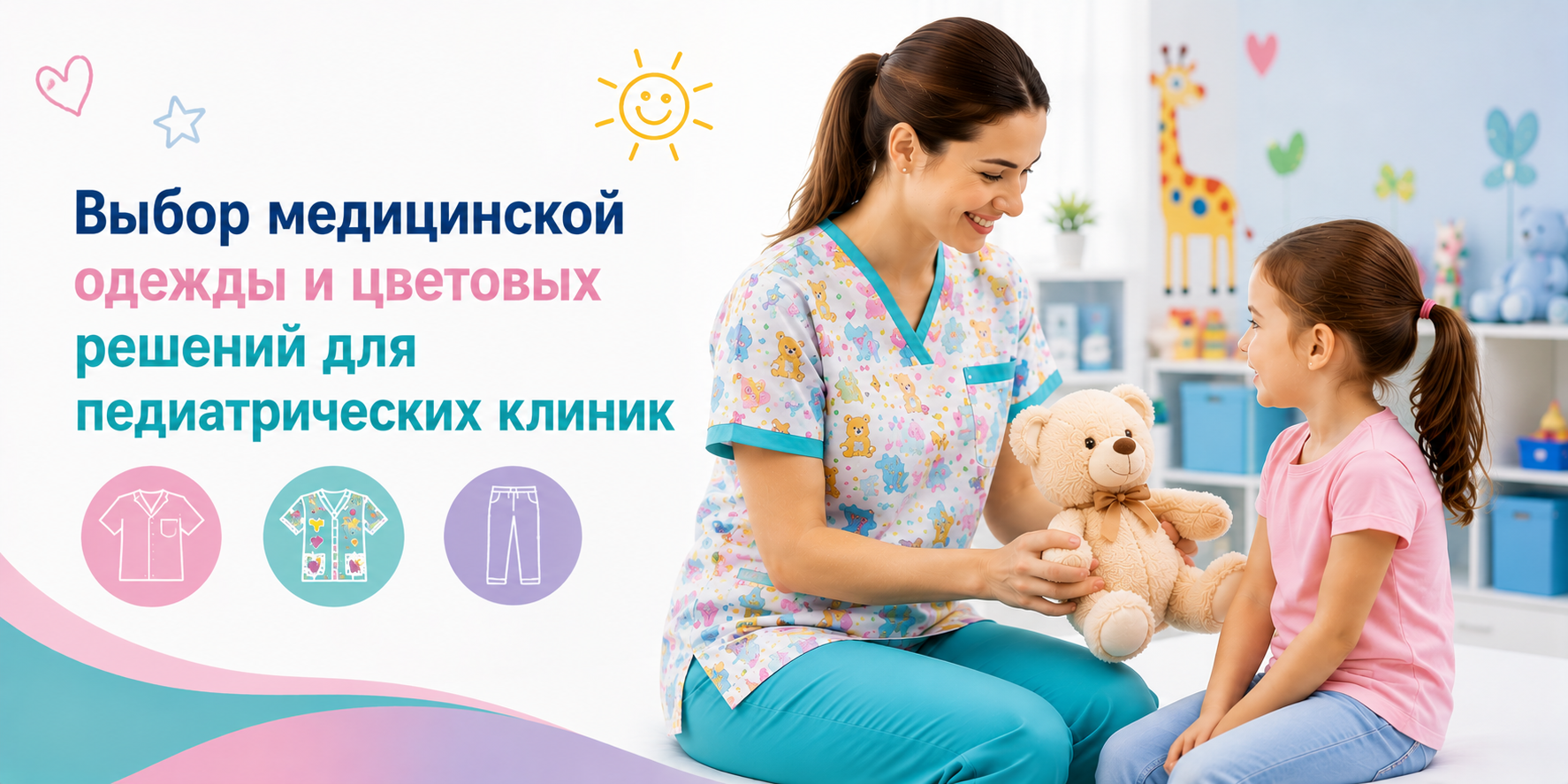 Детская медицинская одежда и выбор цветов для педиатрических клиник