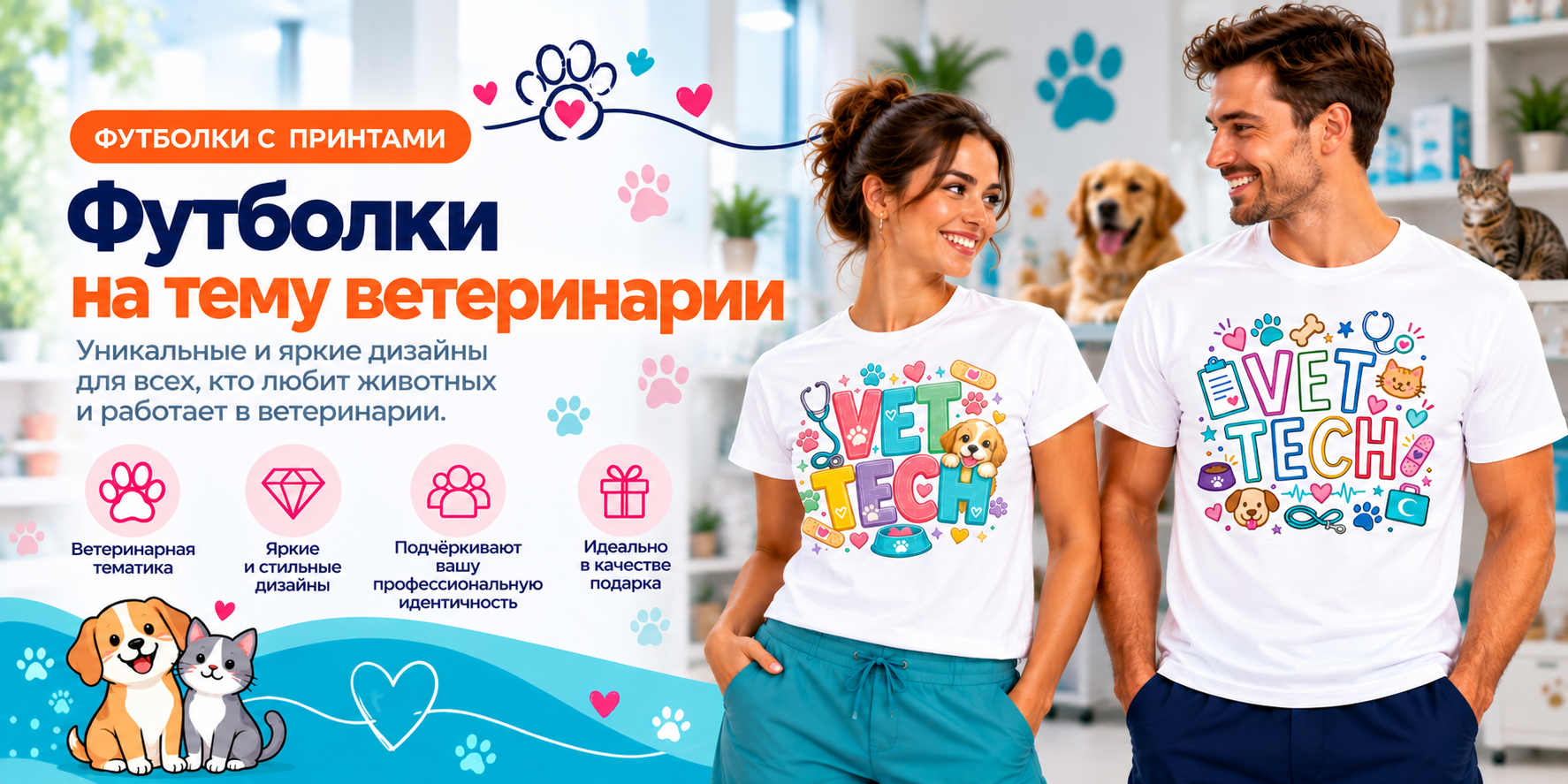 Футболки с принтами на тему ветеринарии