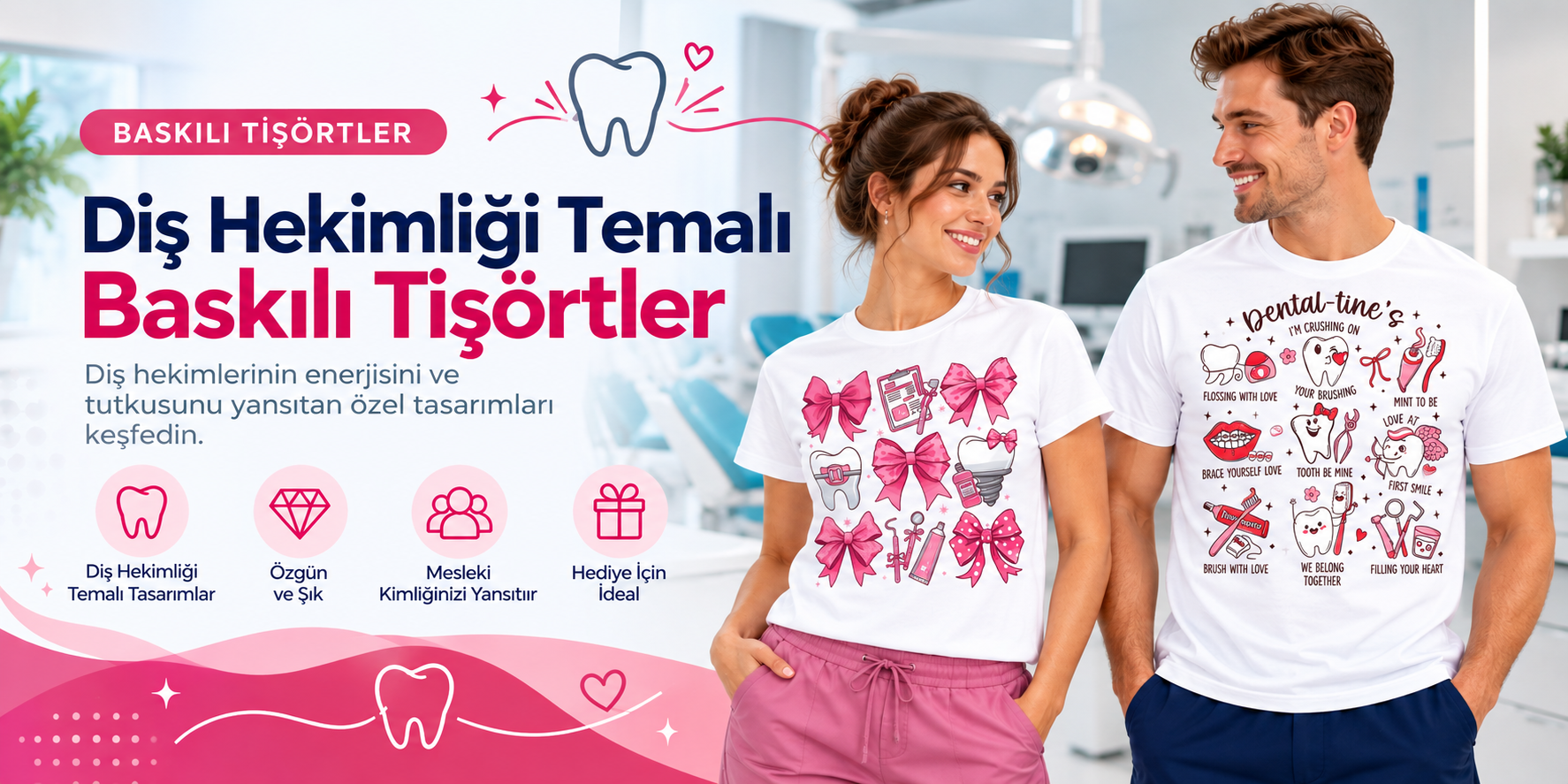 Diş Hekimliği Temalı Baskılı Tişörtler