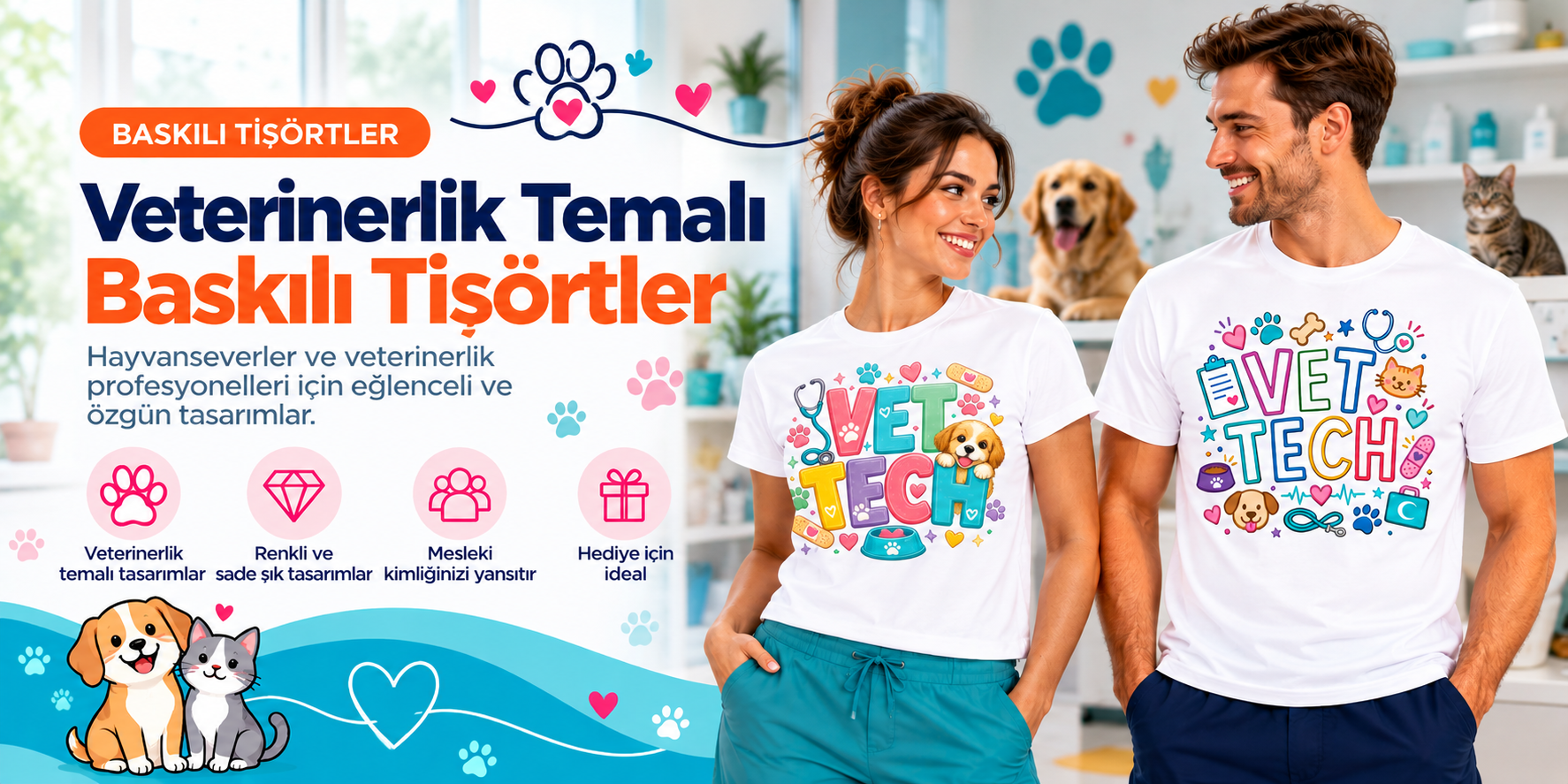 Veterinerlik Temalı Baskılı Tişörtler