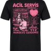 Emergency Service Cafe Printed Short Sleeve Black T-Shirt (100% Cotton Jersey Fabric)