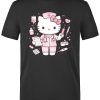 Cute Nurse Printed Short Sleeve Black T-Shirt (100% Cotton Jersey Fabric)