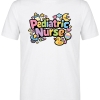 Pediatric Nurse Printed Short Sleeve White T-Shirt (100% Cotton Jersey Fabric)