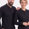 Чёрный свитшот с длинным рукавом и воротником-поло из ткани Lacoste