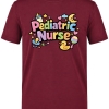 Pediatric Nurse Printed Short Sleeve Burgundy T-Shirt (100% Cotton Jersey Fabric)