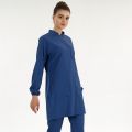 Petrol Blue Lux Lycra Judge Collar Hijab Suit