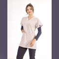 Cream Lux Lycra Greys Tunic Length Single Top