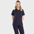 Navy Blue Classic Surgical Collar Scrubs Suit (Thin Fabric)