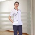 Üst Beyaz Alt Lacivert Kruvaze Yaka Takım (Lüks Likra Kumaş)