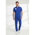 Temizlik Personeli Forması Alt Üst Scrubs Takım (Sağlık Bakanlığı 2025 Standartlarıyla Uyumlu)-Dazzling Blue