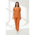 Klinik Destek Kadrosu Forması Alt Üst Scrubs Takım (Sağlık Bakanlığı 2025 Standartlarıyla Uyumlu)-Orange Ochre