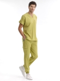 Pistaziengrün Jogger Medizinischer Scrubs Set für Ärzte und Pflege Luxus Lycra-Stoff