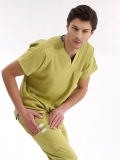 Pistaziengrün Jogger Medizinischer Scrubs Set für Ärzte und Pflege Luxus Lycra-Stoff