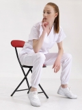 Белый Медицинский Костюм Jogger для Врачей и Медсестер Ткань Люкс Лайкра