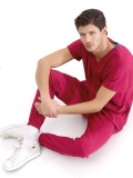 Cherry Red Jogger Doctor Nurse Medical Scrubs Set Luxury Lycra Fabric