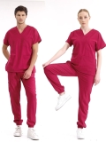 Cherry Red Jogger Doctor Nurse Medical Scrubs Set Luxury Lycra Fabric