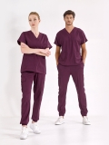 Pflaume Jogger Medizinischer Scrubs Set für Ärzte und Pflege Luxus Lycra-Stoff