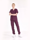 Pflaume Jogger Medizinischer Scrubs Set für Ärzte und Pflege Luxus Lycra-Stoff