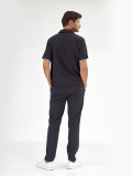 Navy Blue Polo Neck Doctor Nurse Scrubs Set Luxury Lycra Fabric