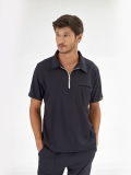 Navy Blue Polo Neck Doctor Nurse Scrubs Set Luxury Lycra Fabric