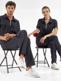 Navy Blue Polo Neck Doctor Nurse Scrubs Set Luxury Lycra Fabric