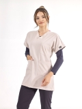 Creme Greys Tunika-Länge Hijab Medizinischer Kasack Luxus Lycra-Stoff