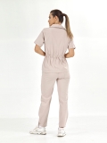 Cream Retro Women's Doctor Nurse Medical Scrubs Set Luxury Lycra Fabric