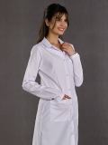 White Classic Collar Women's Lab Coat Alpaca Fabric