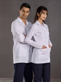 White Classic Collar Women's Lab Coat Alpaca Fabric