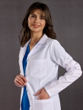 White Classic Collar Women's Lab Coat Alpaca Fabric