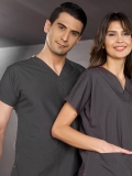 Charcoal Gray Dr. Greys Doctor Nurse Medical Scrubs Set Poly‑cotton blend fabric