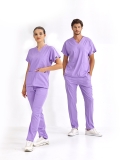Hellviolett Dr. Greys Medizinischer Scrubs Set für Ärzte und Pflege Luxus Lycra-Stoff