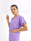 Hellviolett Dr. Greys Medizinischer Scrubs Set für Ärzte und Pflege Luxus Lycra-Stoff