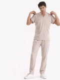 Krem Dr. Greys Doktor Hemşire Medikal Scrubs Takım Lüks Likralı Kumaş