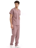 Gül Kurusu Dr. Greys Doktor Hemşire Medikal Scrubs Takım Lüks Likralı Kumaş