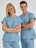 Duman Grisi Dr. Greys Doktor Hemşire Medikal Scrubs Takım Terikoton Kumaş
