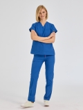 Saks Mavisi Dr. Greys Doktor Hemşire Medikal Scrubs Takım Terikoton Kumaş