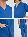 Saks Mavisi Dr. Greys Doktor Hemşire Medikal Scrubs Takım Terikoton Kumaş