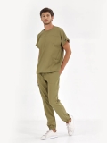 Khaki Basic Doctor Nurse Medical Scrubs Set Luxury Lycra Fabric