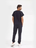 Navy Blue Basic Doctor Nurse Medical Scrubs Set Luxury Lycra Fabric