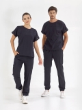 Lacivert Basic Doktor Hemşire Medikal Scrubs Takım Lüks Likralı Kumaş