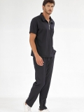 Black Polo Neck Doctor Nurse Medical Scrubs Set Luxury Lycra Fabric